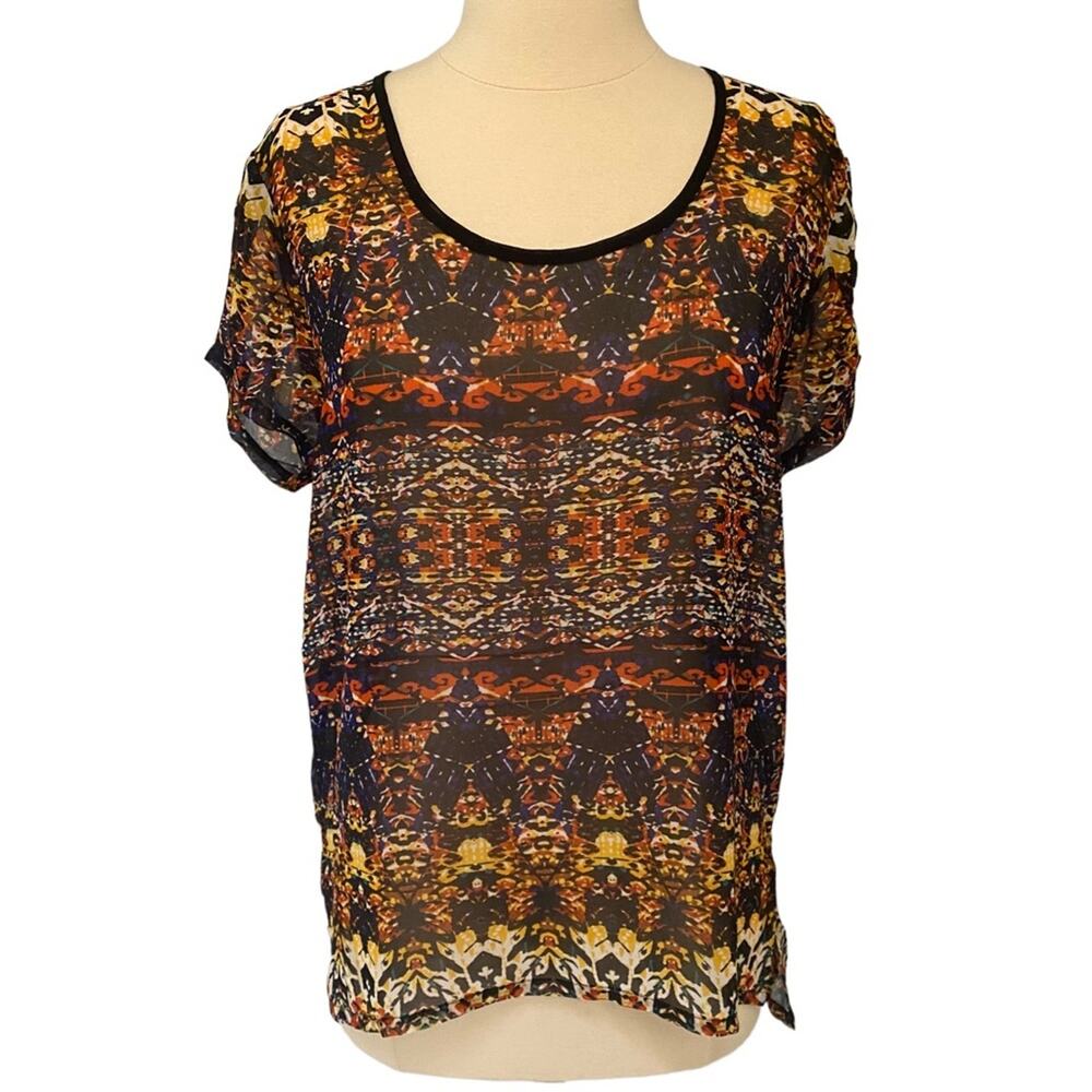 NWT Revolve Short Sleeve Blouse | Abstract Print Top Women Size Small
